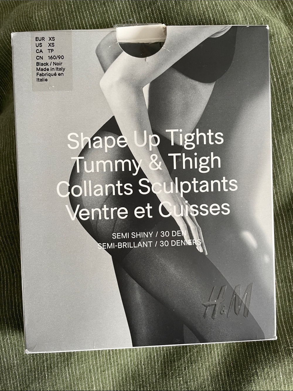 H&M Shape Up Tights Tummy & Thigh Sculpting Semi Shiny Leggings 30 DEN in Black